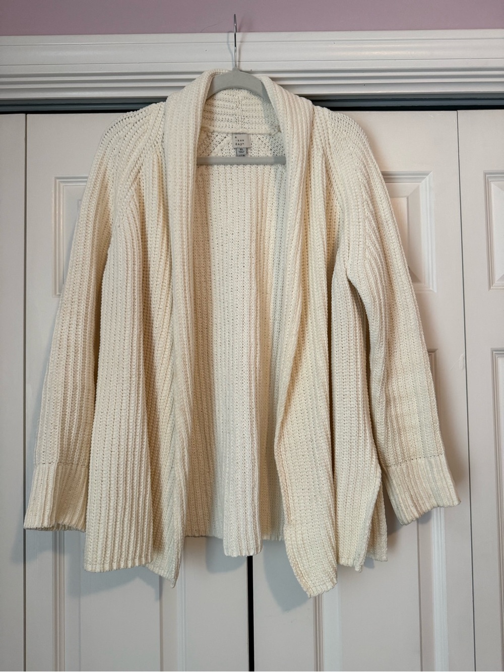 a new day Cream Open-Front Ribbed Cardigan